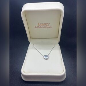 10kt White Gold Necklace & Heart Shaped Pendant With 3.5MM Aquamarine Stone